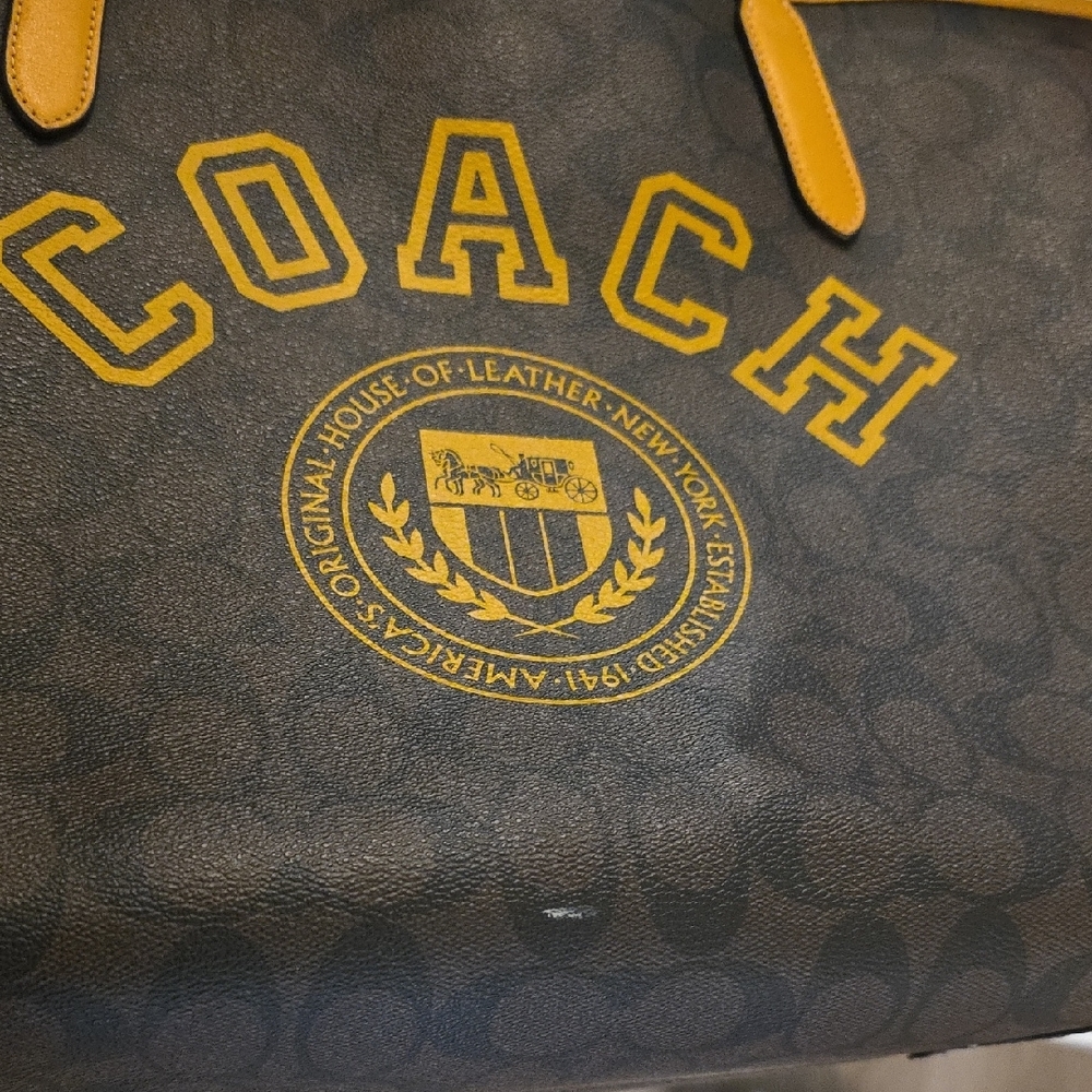 Coach Brown Tote with Yellow Accents - Picture 5 of 11